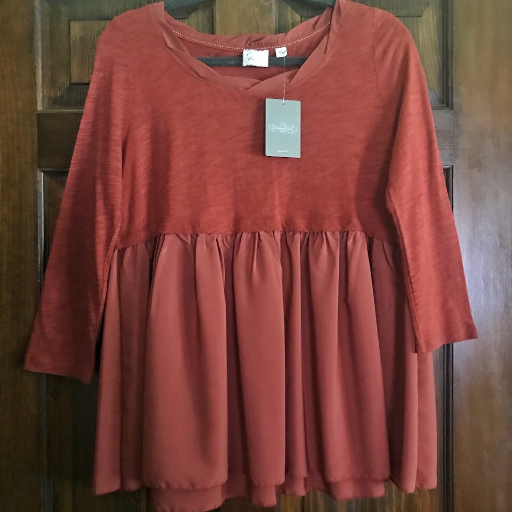 Anthropologie Scoop Neck Shirt with 3/4 sleeves